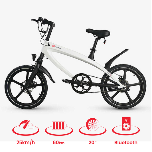 The Official Racing White E-Bike with Built-in Speakers & Bluetooth (Range up to 60km)