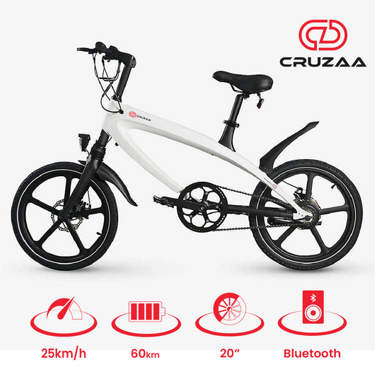 The Official Racing White E-Bike with Built-in Speakers & Bluetooth (Range up to 60km)