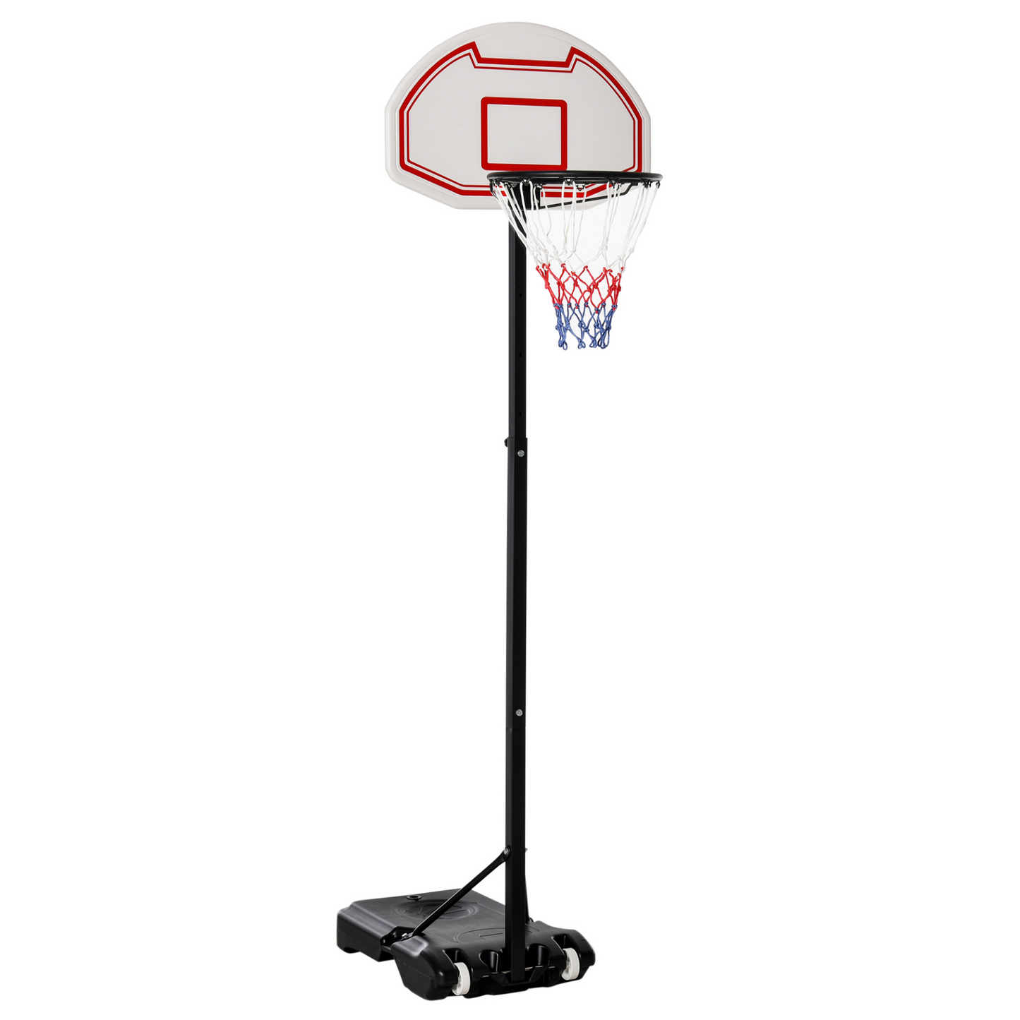 HOMCOM Outdoor Free Standing Basketball Stand Kids Fun Ball Games Net Hoop Garden Sports Backboard Portable Height Adjustable (1.55m-2.1m) w/Wheels