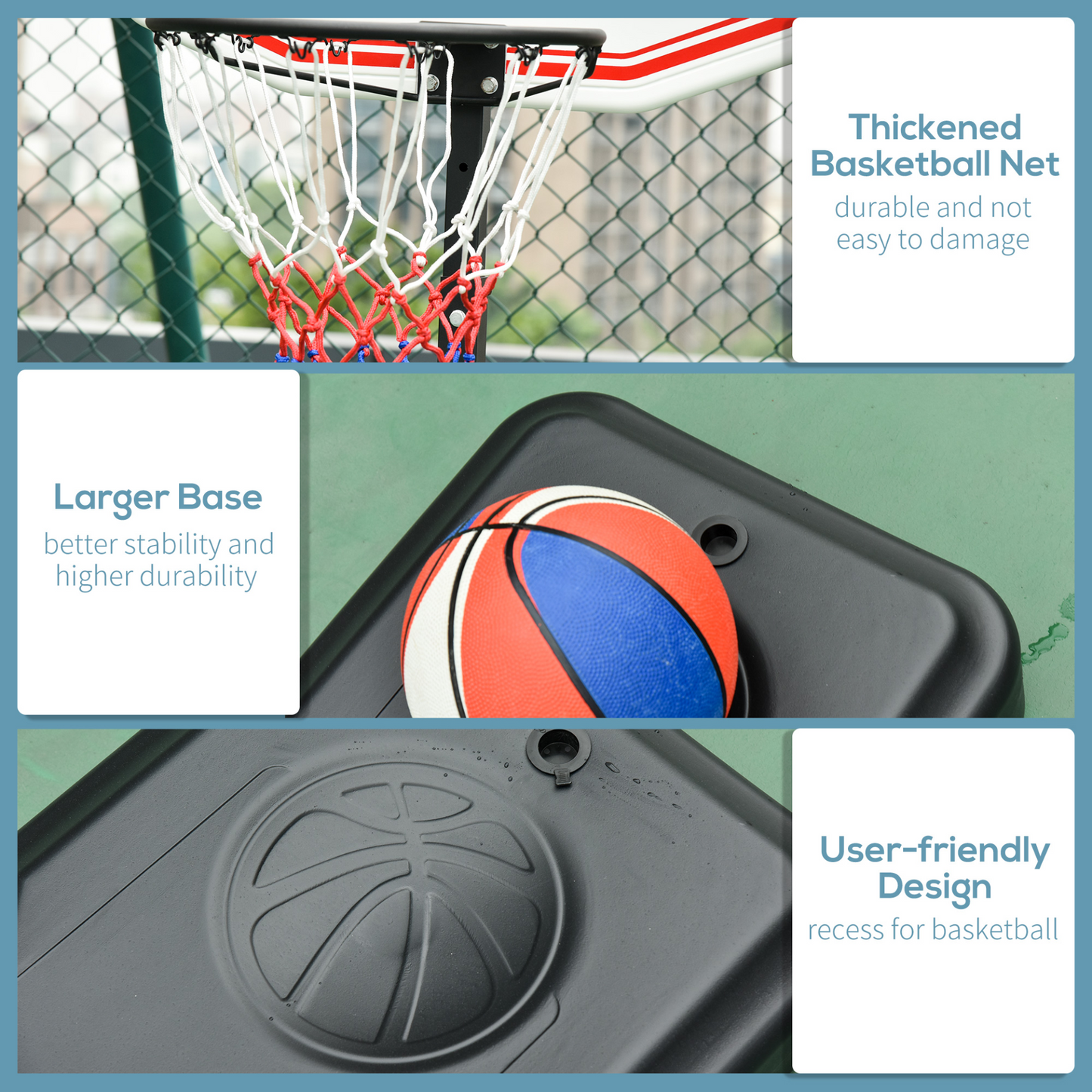 HOMCOM Outdoor Free Standing Basketball Stand Kids Fun Ball Games Net Hoop Garden Sports Backboard Portable Height Adjustable (1.55m-2.1m) w/Wheels