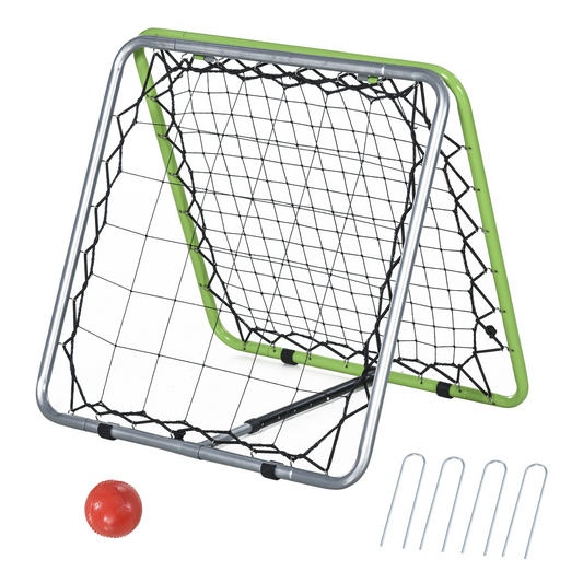 HOMCOM Football Training Net, Soccer Kickback Target Goal Both Side Rebounder Net, Adjustable Angle Goal Training Set for Kids and Children to Practice in Playground, Backyard