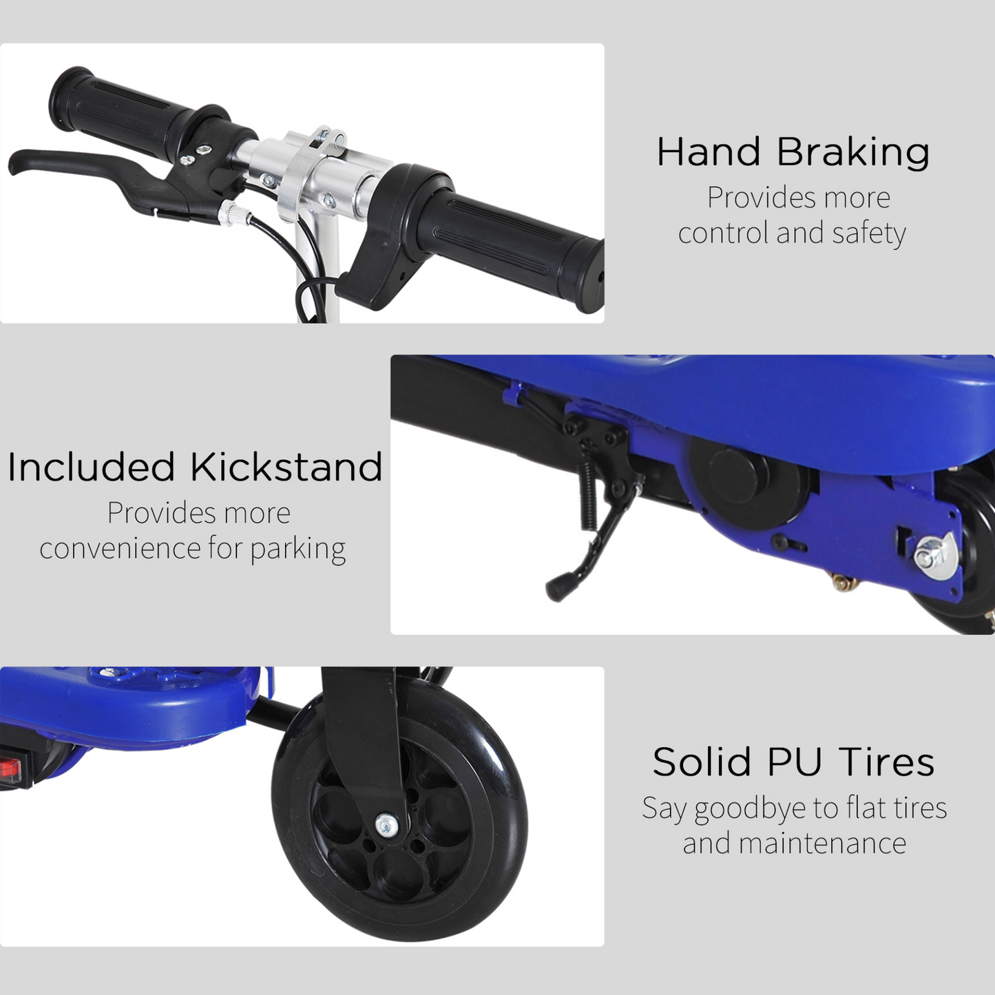 HOMCOM Kids Folding Electric Bike Children E Scooter  Ride on Toy 2 x 12V Recharge Battery 120W Adjustable Height PU Wheels Suitable for 7 to 14 yrs - Blue