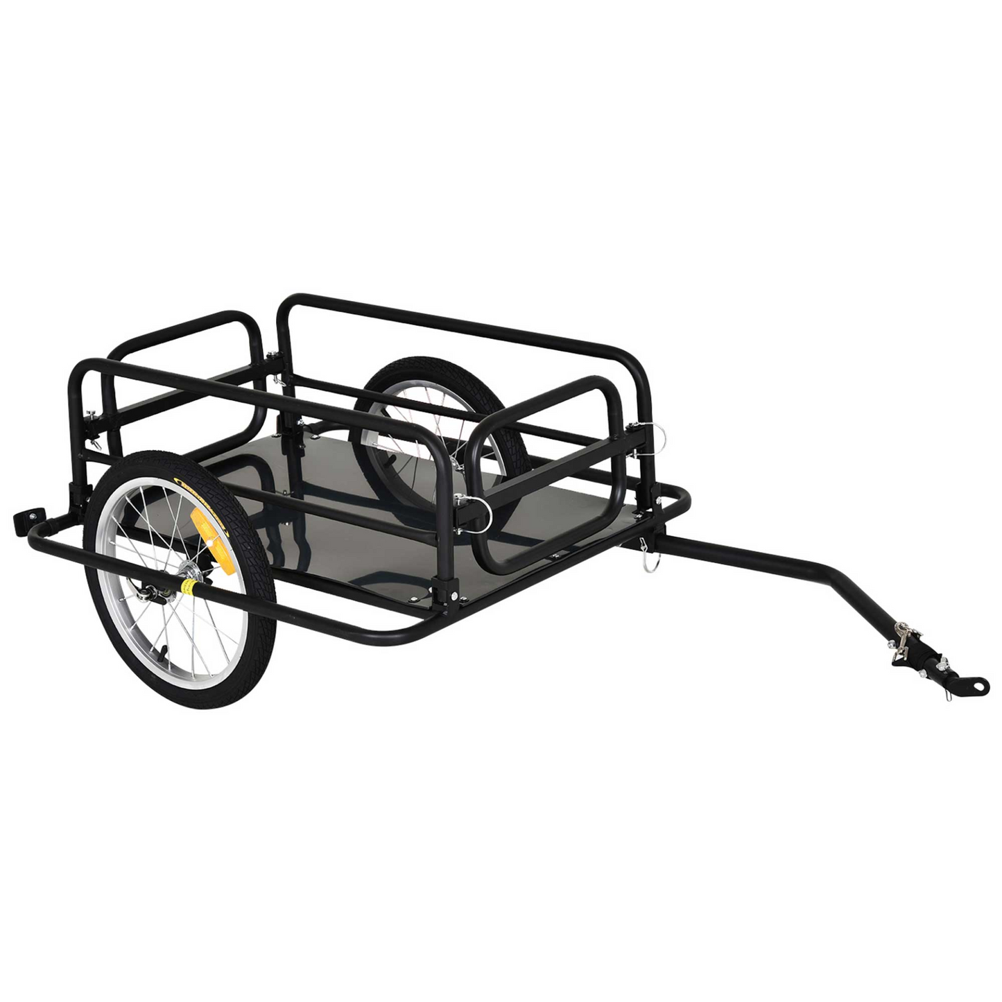 HOMCOM Folding Bike Trailer Cargo in Steel Frame, Extra Bicycle Storage Carrier with Hitch (Black)