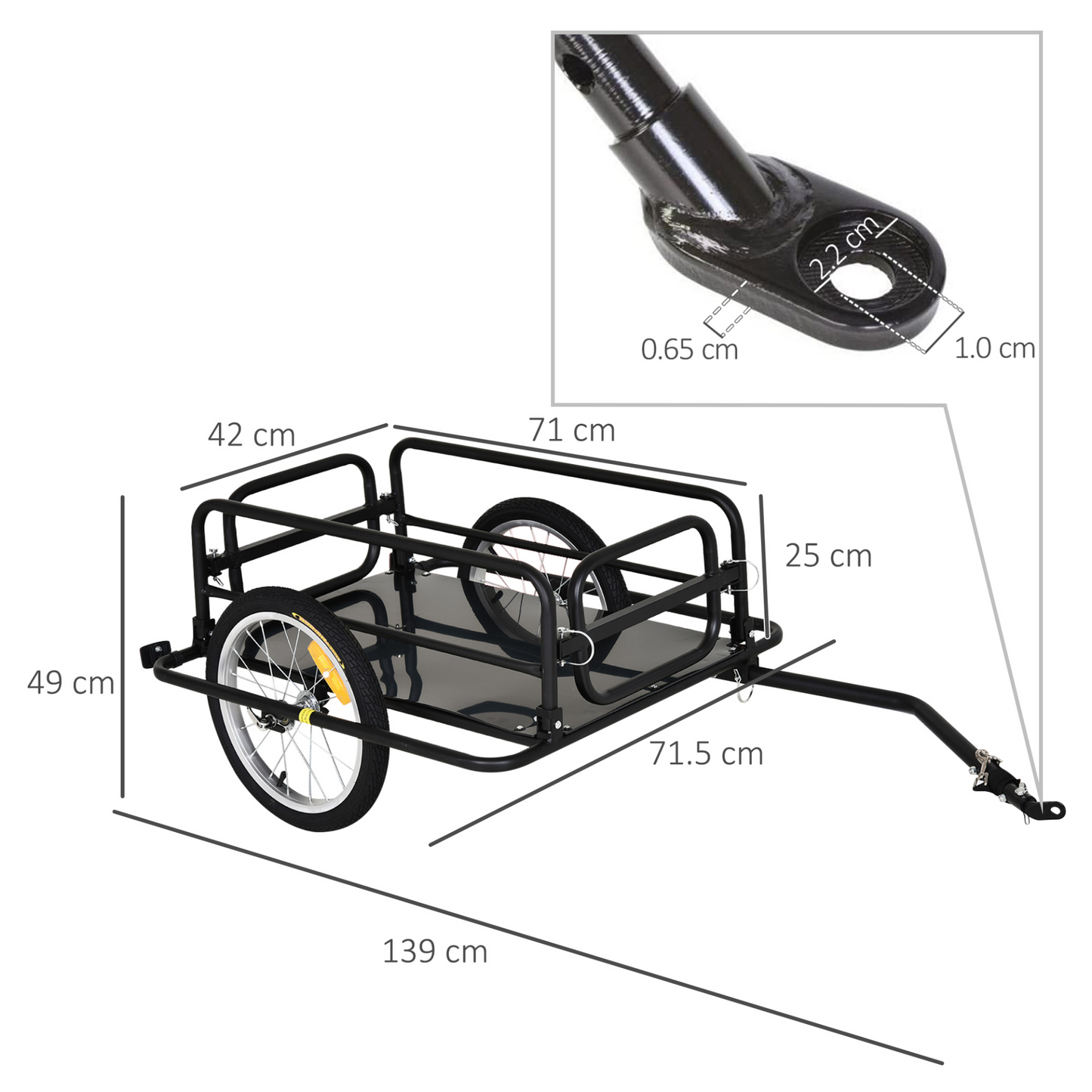 HOMCOM Folding Bike Trailer Cargo in Steel Frame, Extra Bicycle Storage Carrier with Hitch (Black)