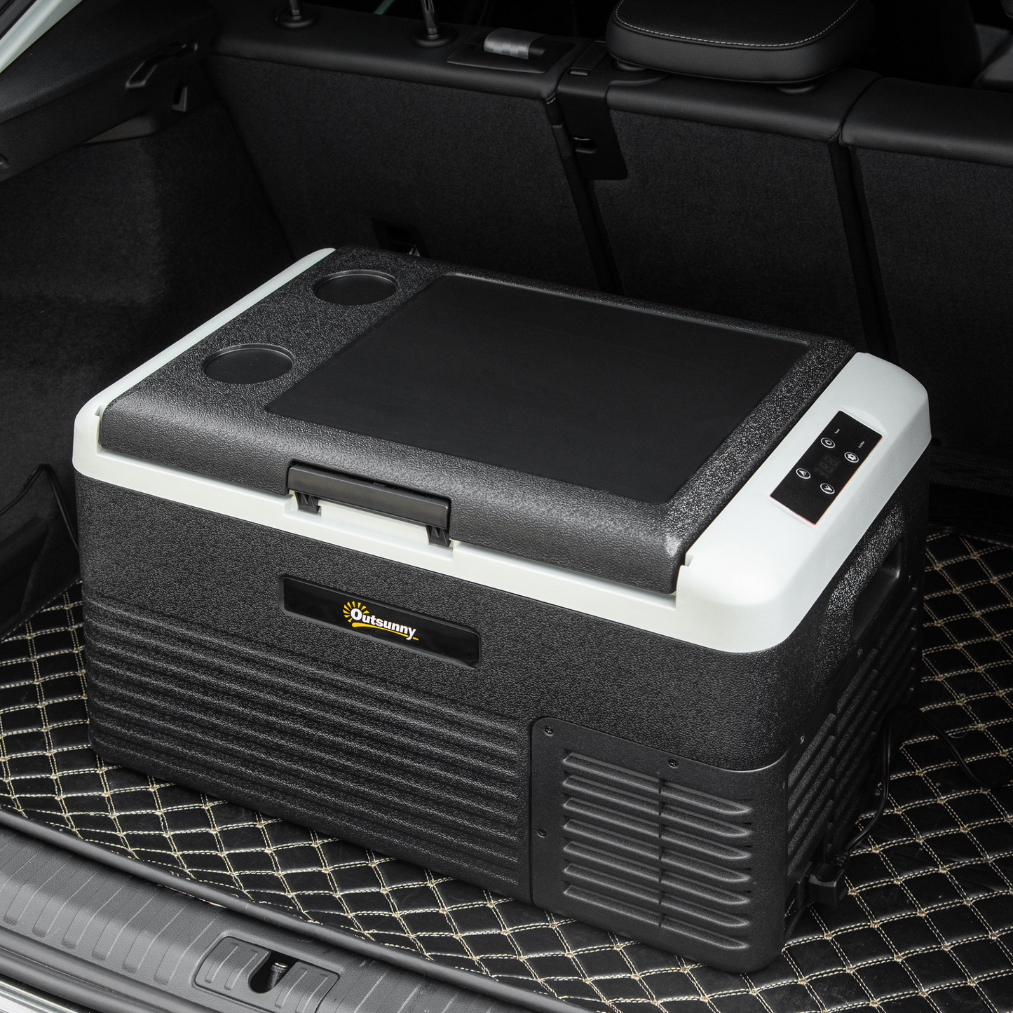 Outsunny 30L Car Refrigerator, Portable Compressor Car Fridge Freezer, Electric Cooler Box with 12/24V DC and 110-240V AC for Camping, Driving, Picnic, Down to -20℃