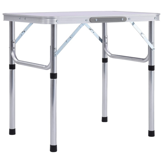 vidaXL Folding Camping Table White Aluminium 60x45 cm