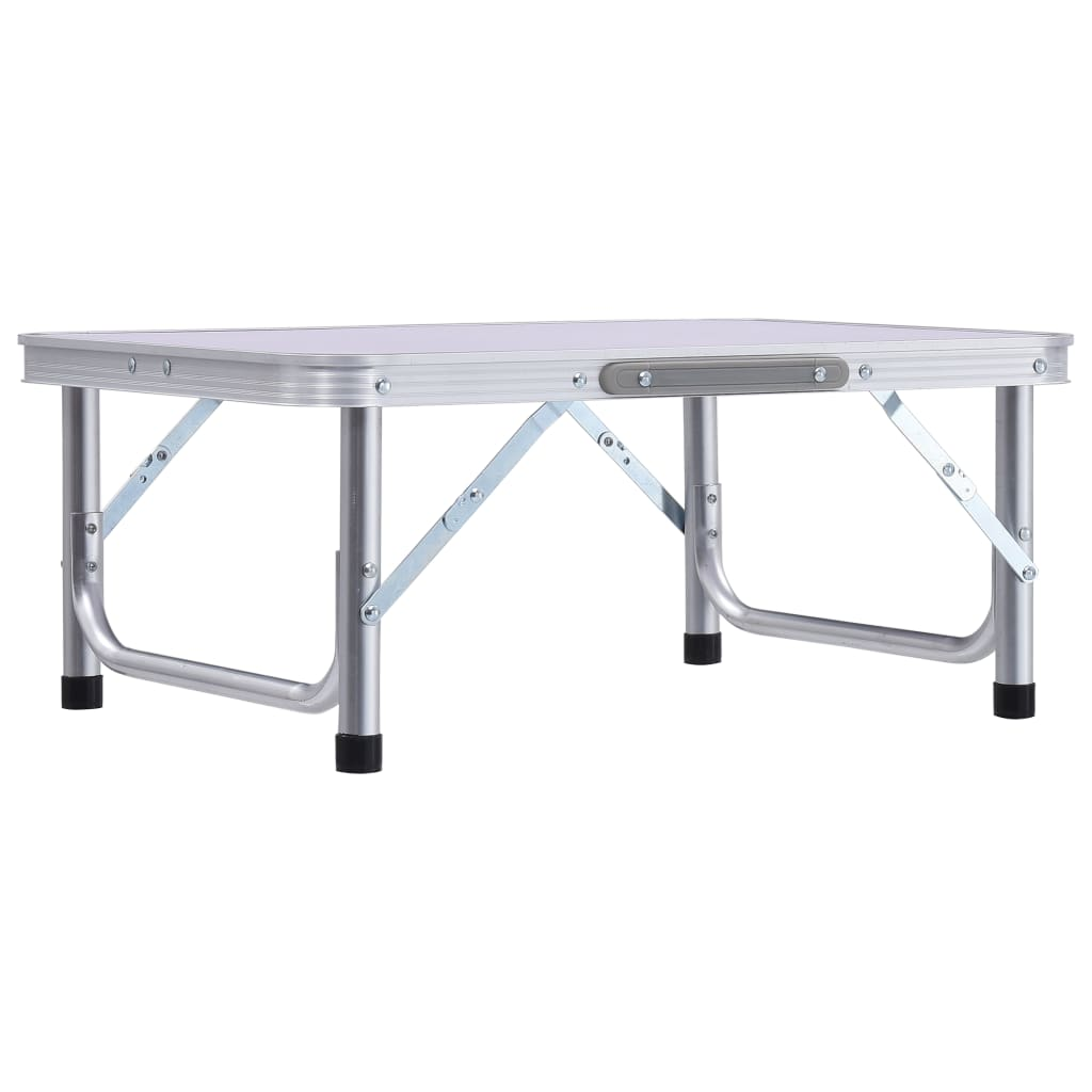 vidaXL Folding Camping Table White Aluminium 60x45 cm