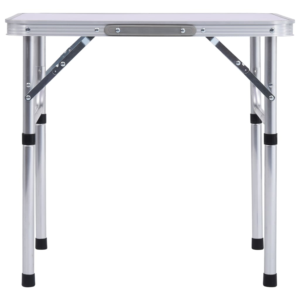 vidaXL Folding Camping Table White Aluminium 60x45 cm