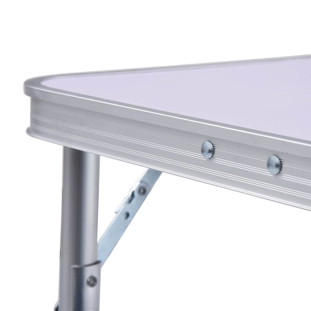 vidaXL Folding Camping Table White Aluminium 60x45 cm