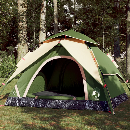 vidaXL Camping Tent Dome 4-Person Green Quick Release