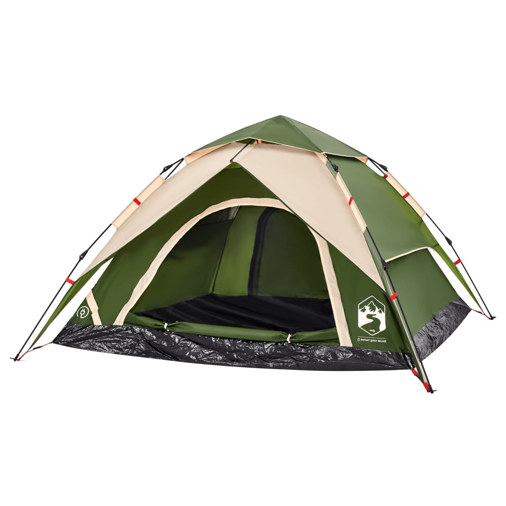 vidaXL Camping Tent Dome 4-Person Green Quick Release