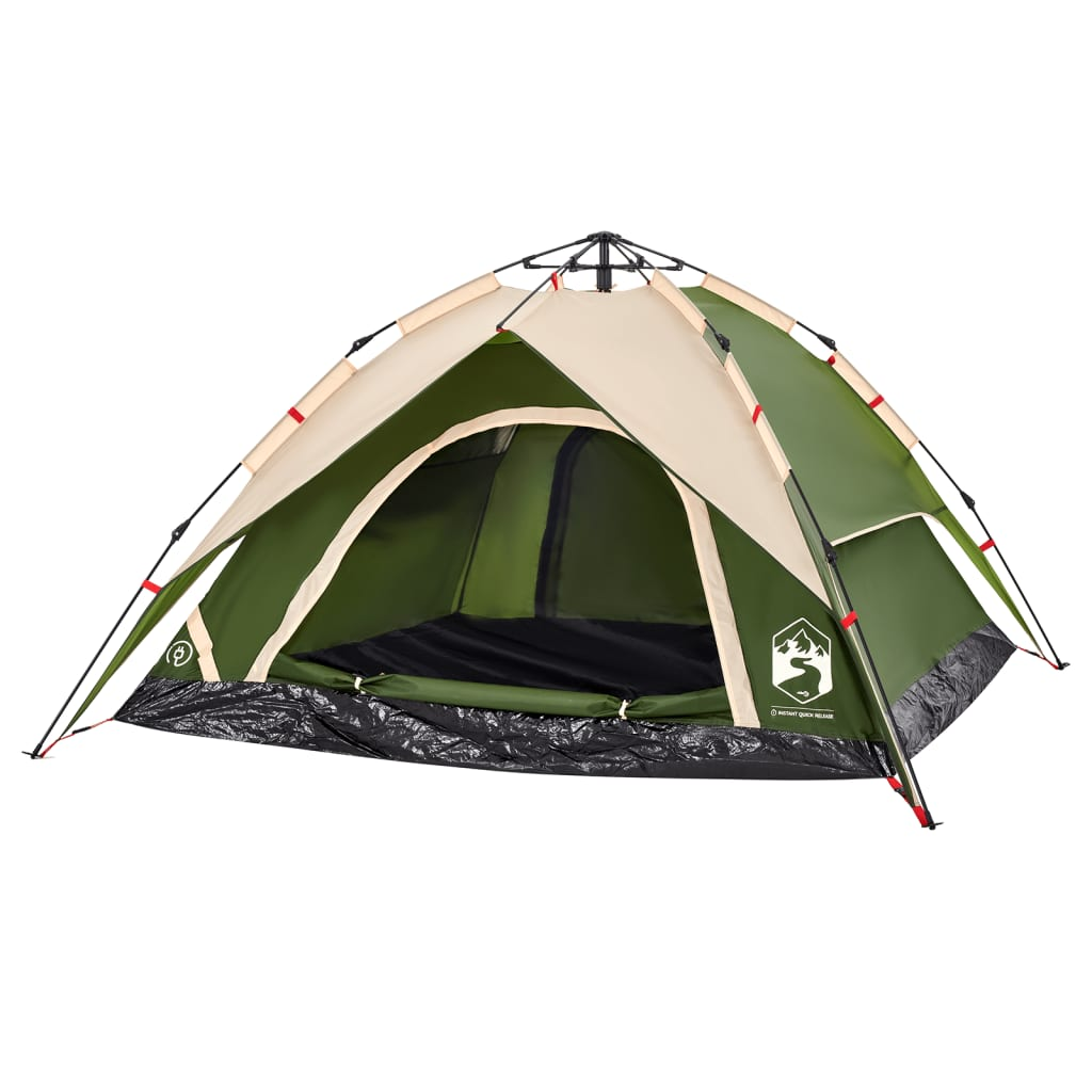 vidaXL Camping Tent Dome 4-Person Green Quick Release