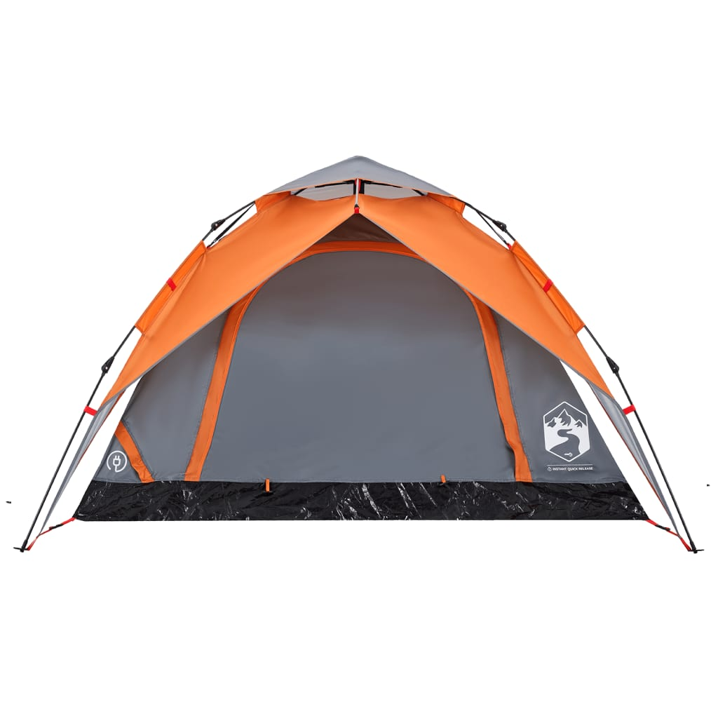 vidaXL Camping Tent Dome 4-Person Grey and Orange Quick Release