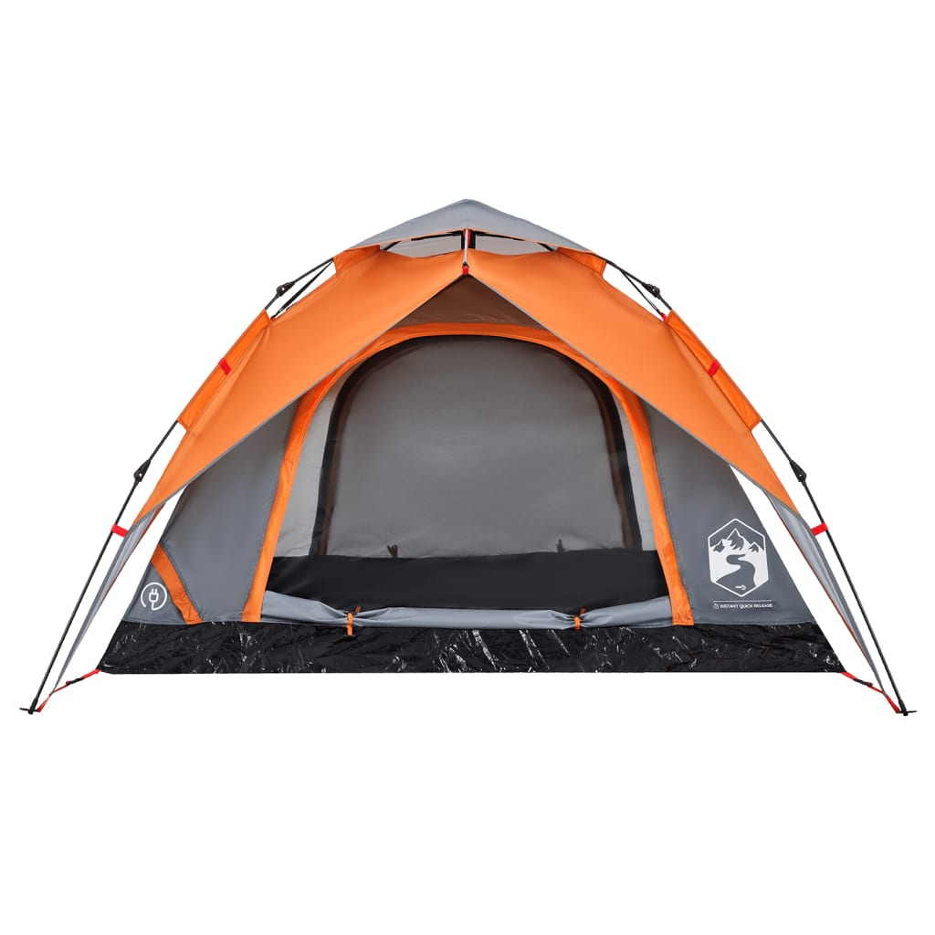 vidaXL Camping Tent Dome 4-Person Grey and Orange Quick Release