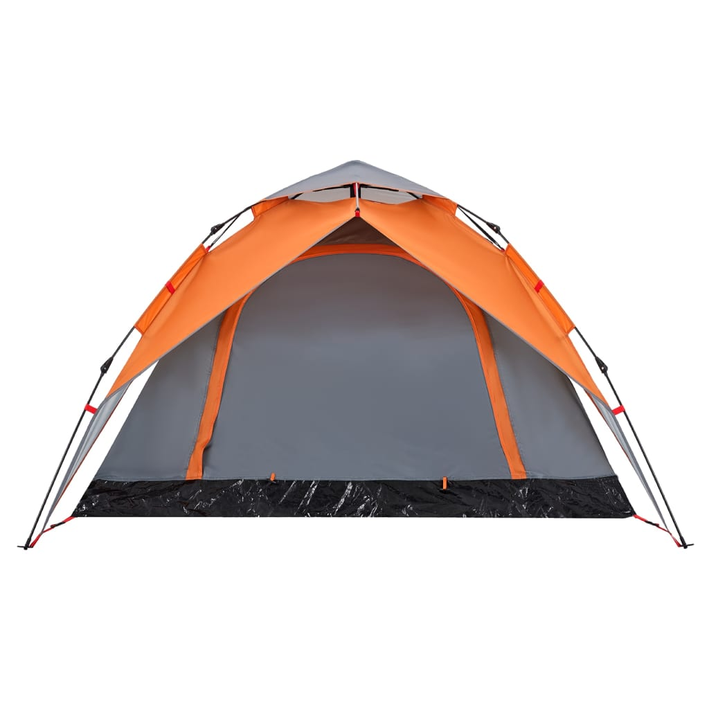 vidaXL Camping Tent Dome 4-Person Grey and Orange Quick Release