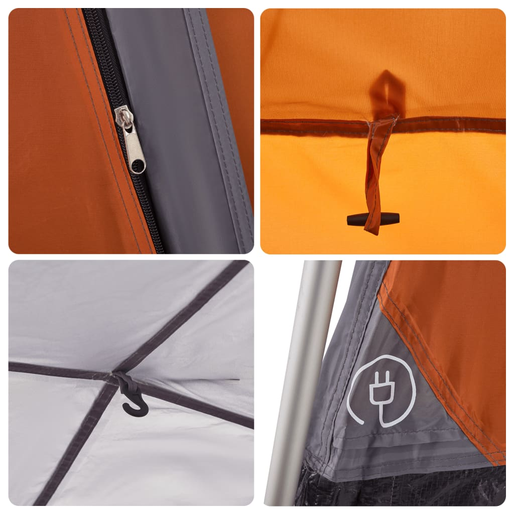 vidaXL Camping Tent Cabin 4-Person Grey and Orange Quick Release