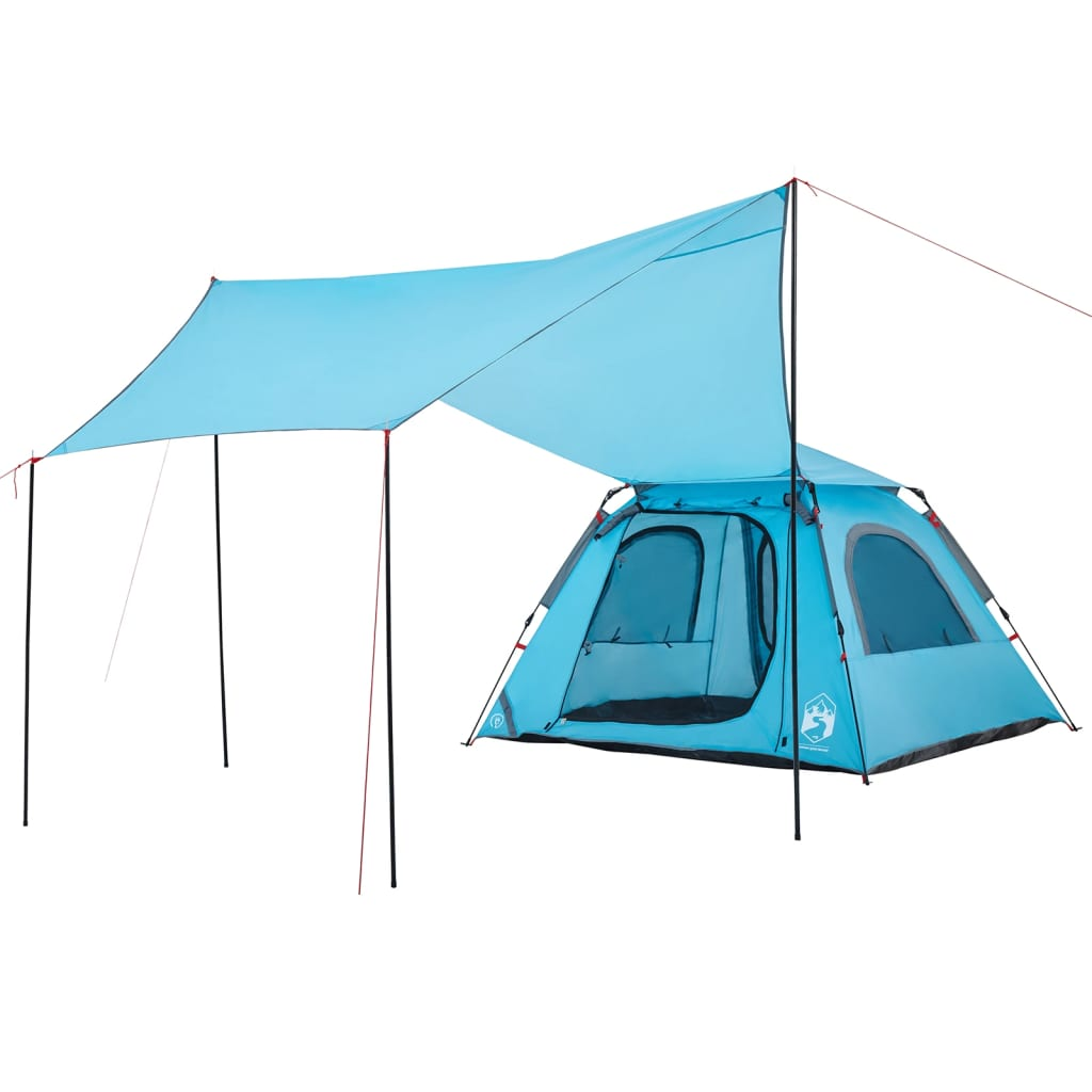 vidaXL Camping Tent Dome 4-Person Blue Quick Release