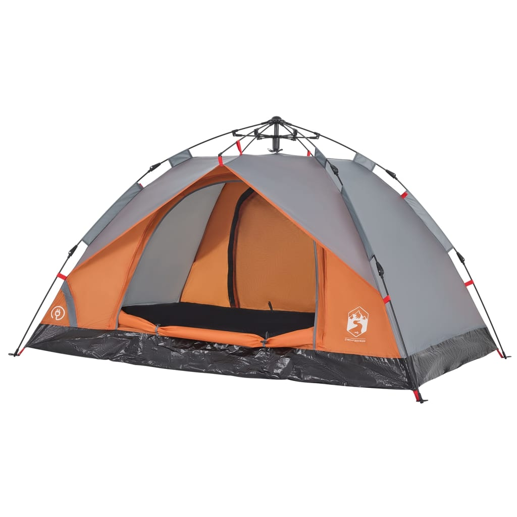 vidaXL Camping Tent Dome 2-Person Grey and Orange Quick Release