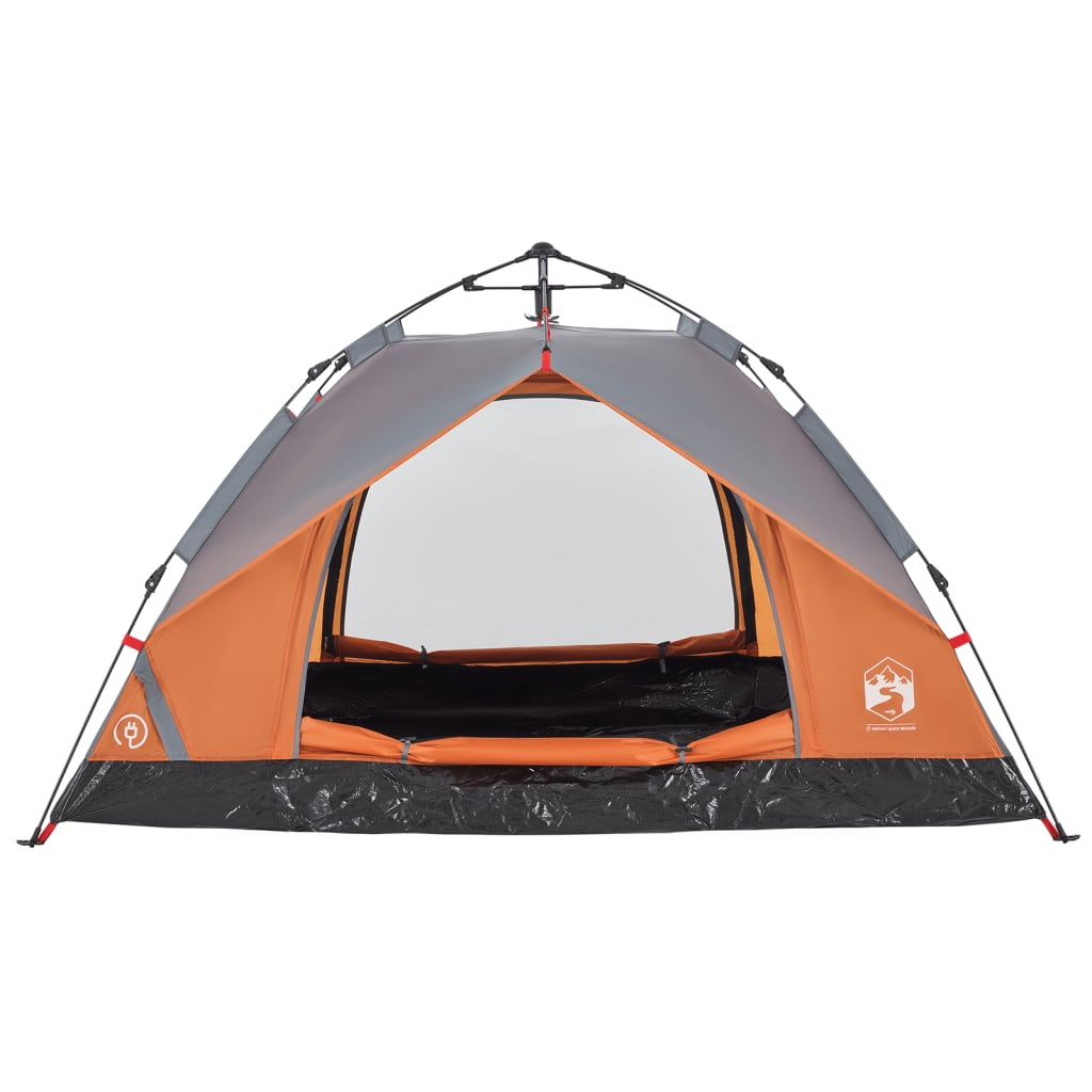 vidaXL Camping Tent Dome 2-Person Grey and Orange Quick Release