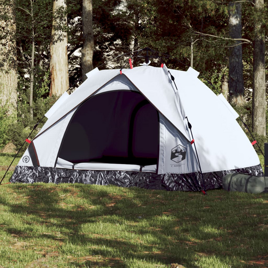 vidaXL Camping Tent Dome 3-Person White Blackout Fabric Quick Release